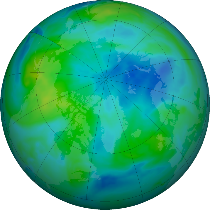 Arctic ozone map for 01 October 2021